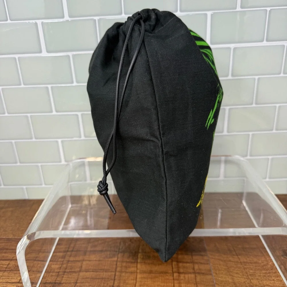LOEWE Black Canvas Yellow Floral Tulip Drawstring Pouch Bag FLAWED